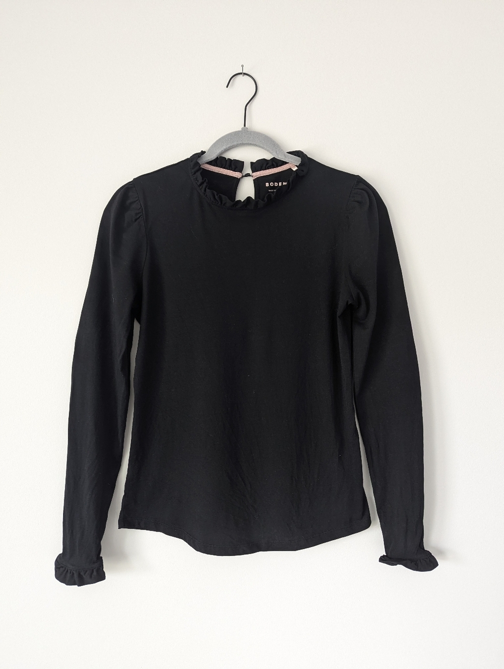 Boden Supersoft Frill Detail Top Long Sleeve Slim Fit Cotton Modal - Picture 4 of 13